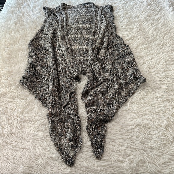 Chunky Knit Open Front Sweater Vest Cardigan – Neutral Gray Multi - Picture 12 of 15